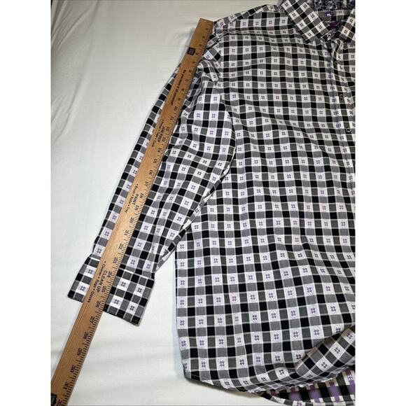 Robert Graham Black White Check Flip Cuff Contrast Button Shirt Mens Sz 3XL EUC - Picture 11 of 14